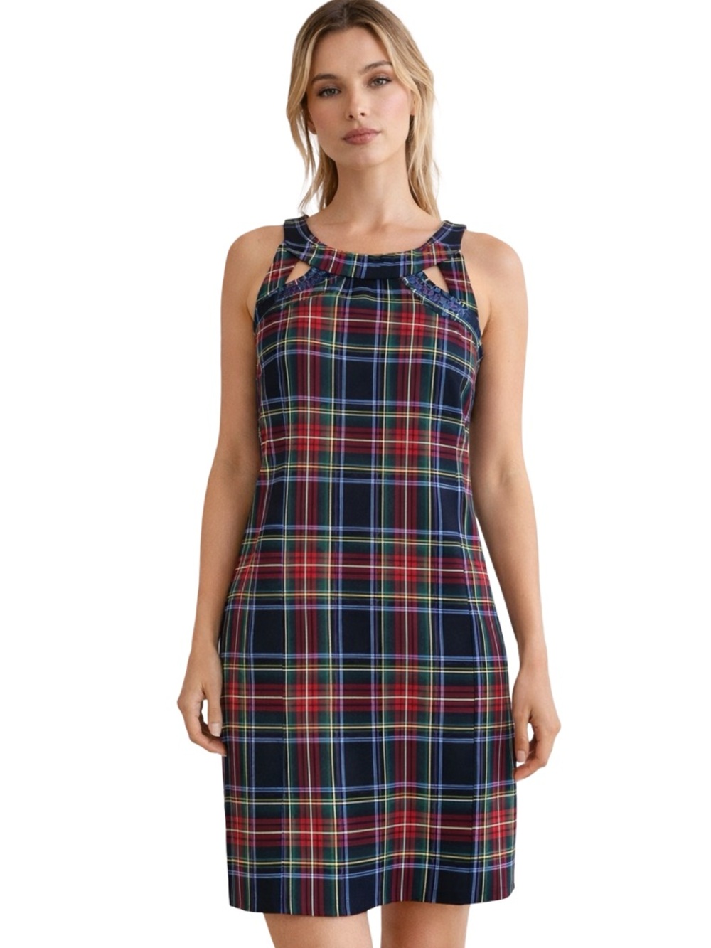 Gretchen Scott Isosceles Dress Duke of York Plaid Black Multi Size S NWT - Picture 2 of 9
